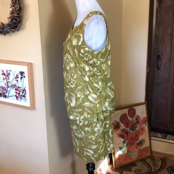 VINTAGE Ann Taylor Size Large 12 Hawaiian Tank Skirt Green 60’s Luau Vibe Cotton - Picture 3 of 16